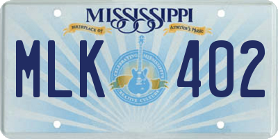 MS license plate MLK402