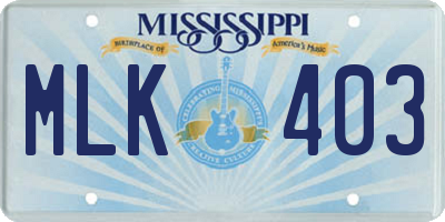 MS license plate MLK403