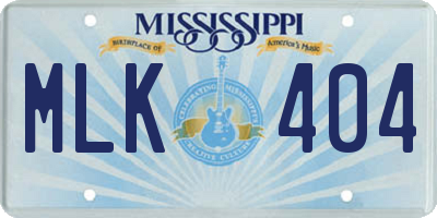 MS license plate MLK404