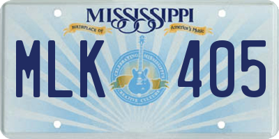 MS license plate MLK405
