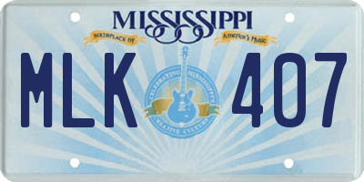 MS license plate MLK407