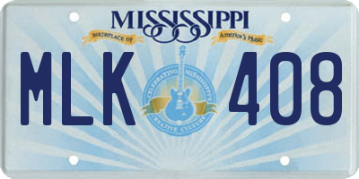 MS license plate MLK408
