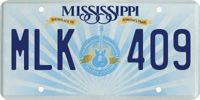 MS license plate MLK409