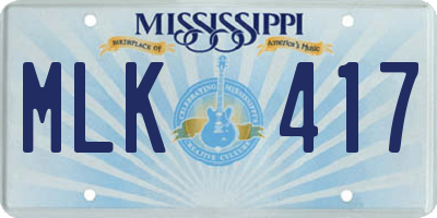 MS license plate MLK417