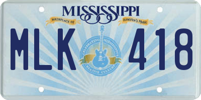 MS license plate MLK418