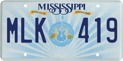 MS license plate MLK419