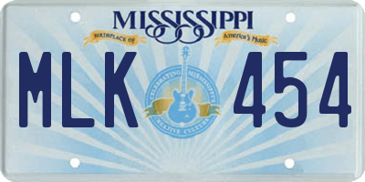 MS license plate MLK454