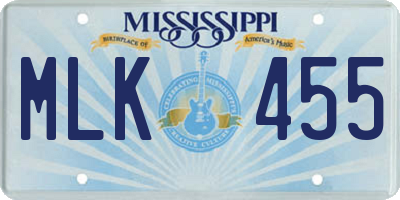 MS license plate MLK455