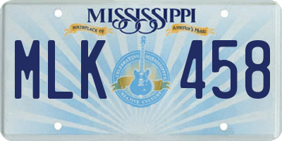 MS license plate MLK458