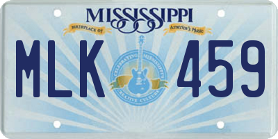 MS license plate MLK459