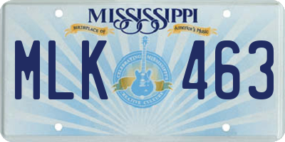 MS license plate MLK463