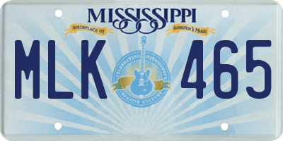 MS license plate MLK465