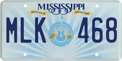 MS license plate MLK468