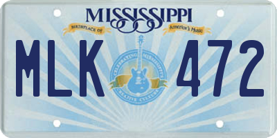 MS license plate MLK472