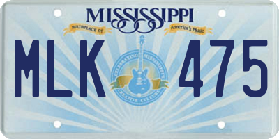 MS license plate MLK475