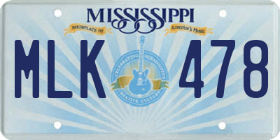 MS license plate MLK478