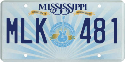 MS license plate MLK481