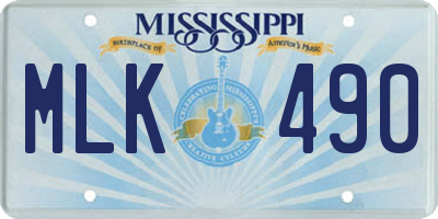 MS license plate MLK490
