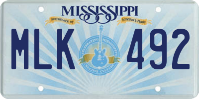 MS license plate MLK492