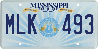 MS license plate MLK493