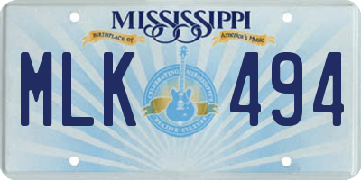 MS license plate MLK494