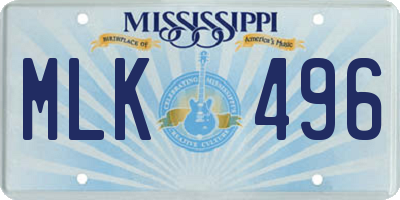 MS license plate MLK496