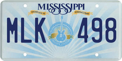 MS license plate MLK498