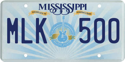 MS license plate MLK500