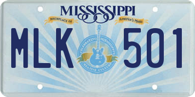 MS license plate MLK501