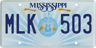 MS license plate MLK503