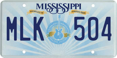 MS license plate MLK504