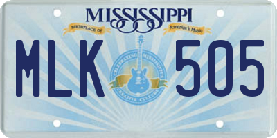 MS license plate MLK505