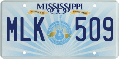 MS license plate MLK509