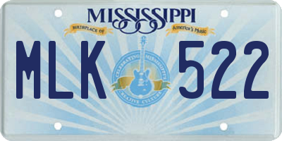 MS license plate MLK522