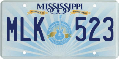 MS license plate MLK523