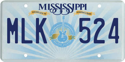 MS license plate MLK524