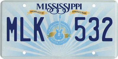 MS license plate MLK532