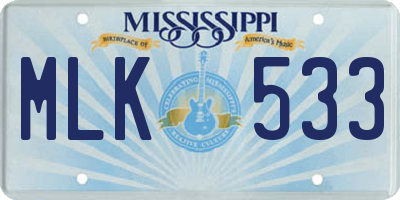 MS license plate MLK533