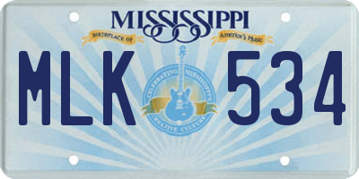 MS license plate MLK534