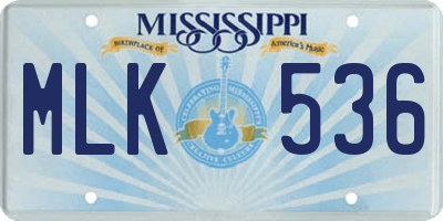 MS license plate MLK536