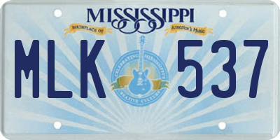 MS license plate MLK537
