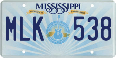 MS license plate MLK538