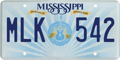 MS license plate MLK542