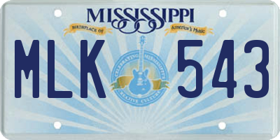 MS license plate MLK543