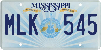 MS license plate MLK545