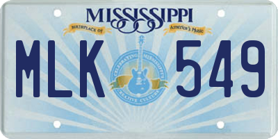 MS license plate MLK549