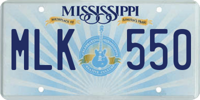 MS license plate MLK550