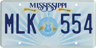 MS license plate MLK554