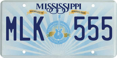 MS license plate MLK555