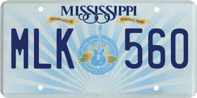 MS license plate MLK560